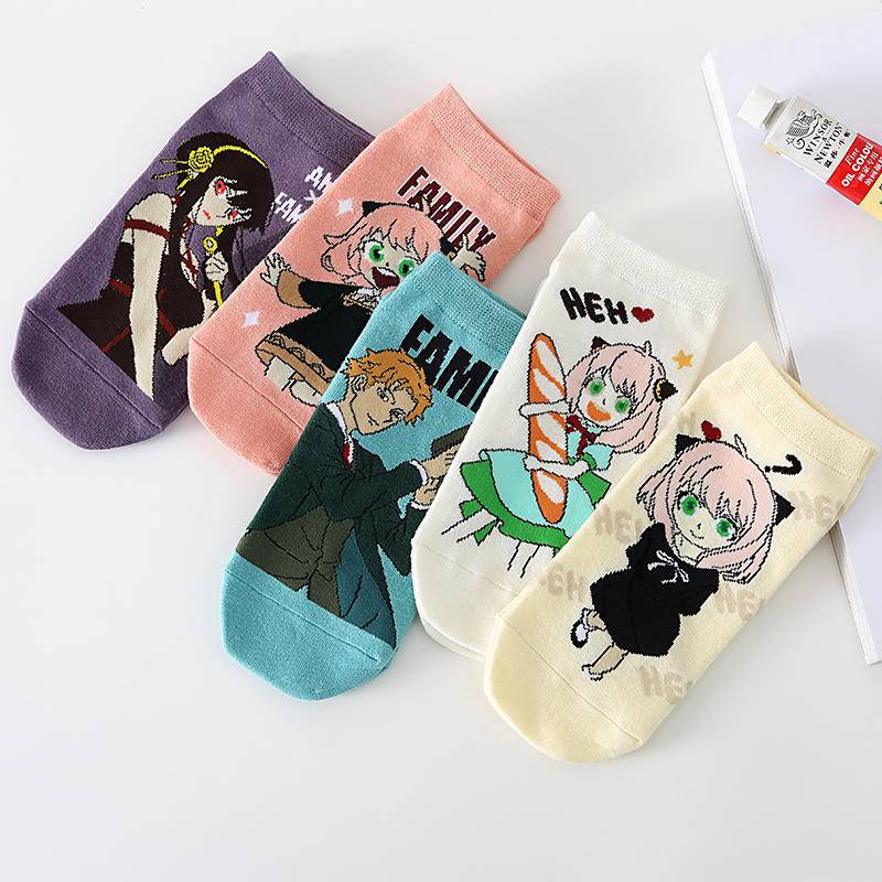 Set 5 Đôi Tất Cotton Thoáng Khí In Hình Anime SPYxFAMILY Loid Forger Anya Forger Yor Forger