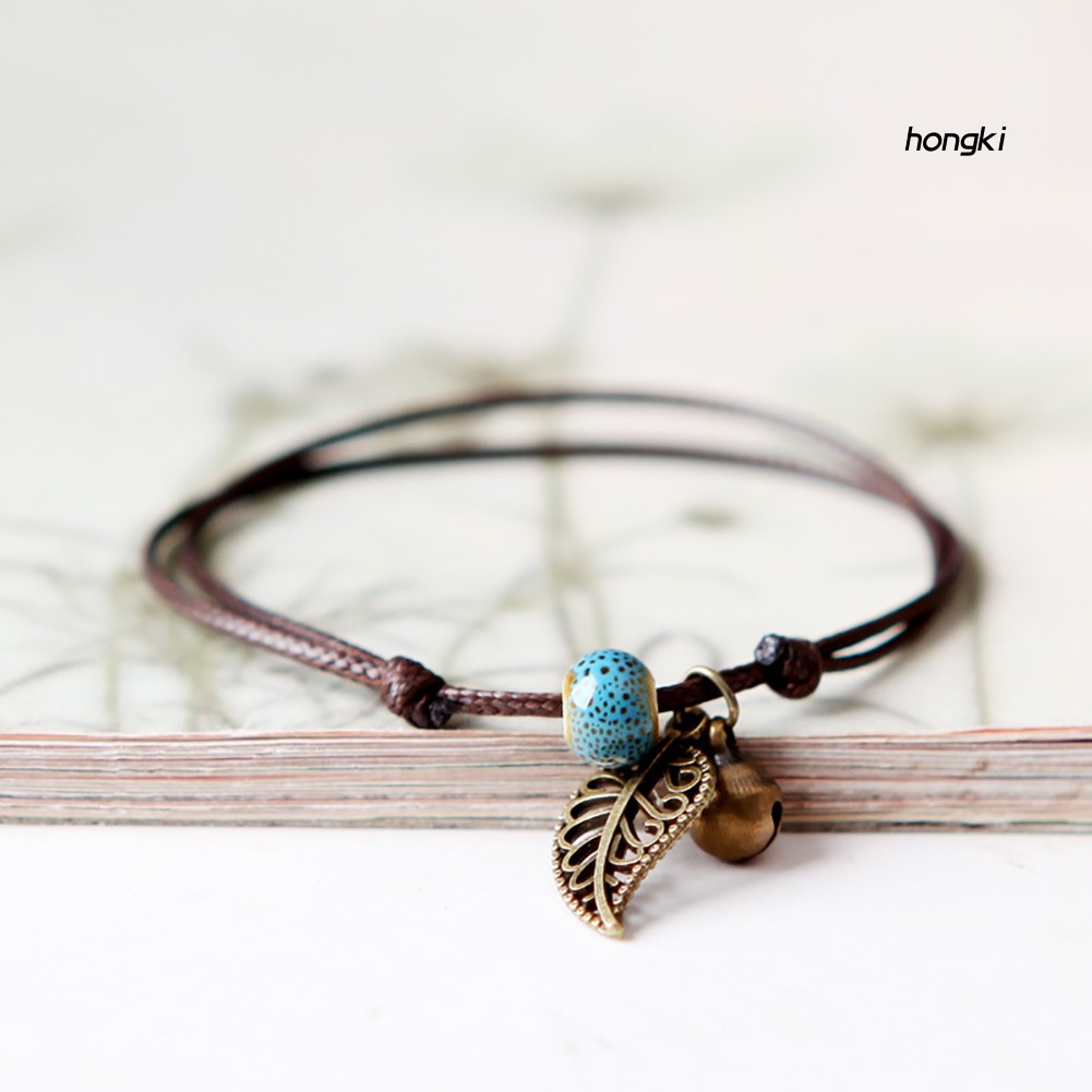 Vòng đeo tay đính hạt gốm phong cách vintage thời trang unisex