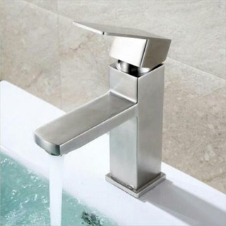 Vòi lavabo vuông inox nóng lạnh sus 304