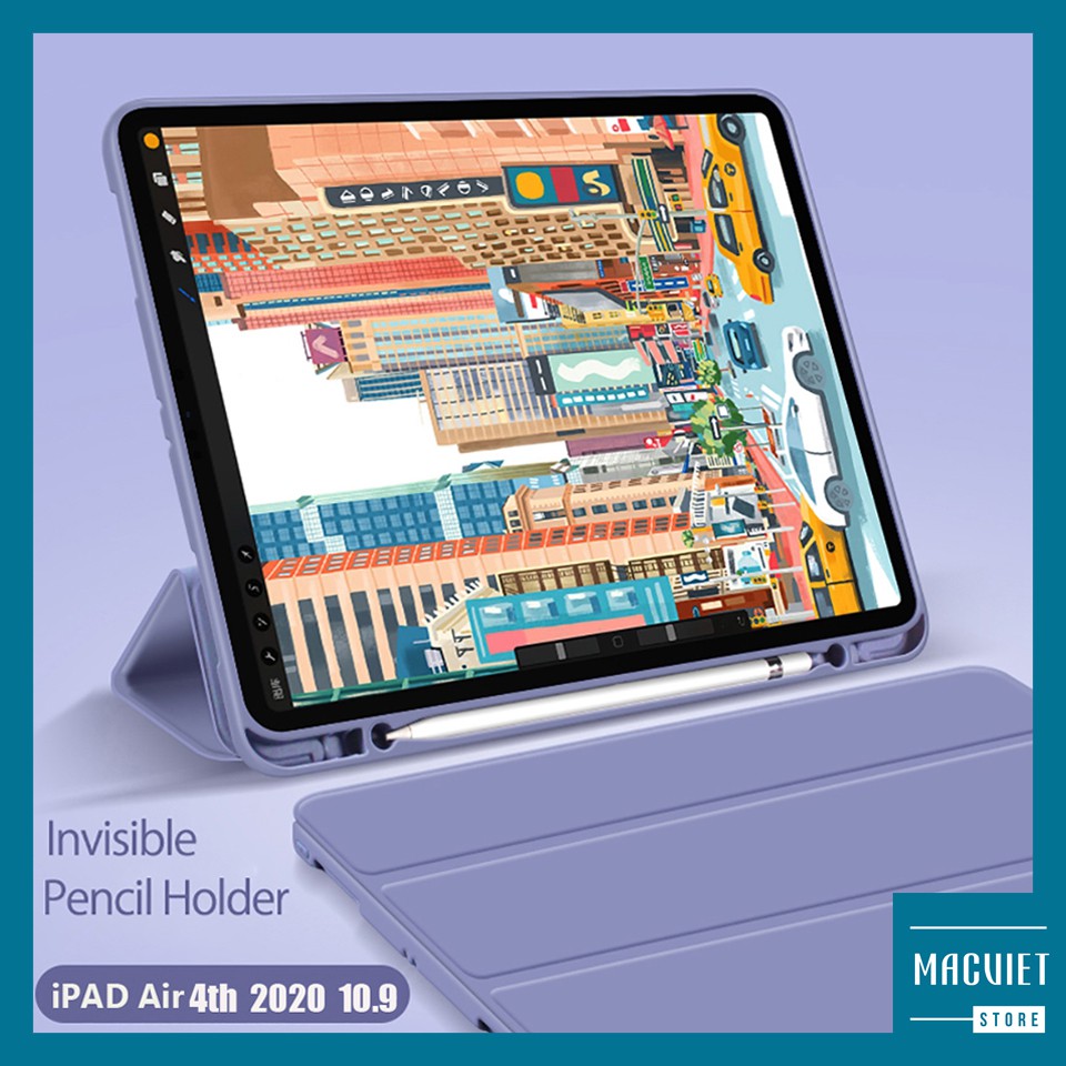 [Bản cao cấp] Bao da ipad siêu chống sốc Flip Cover Có Khay Đựng Bút