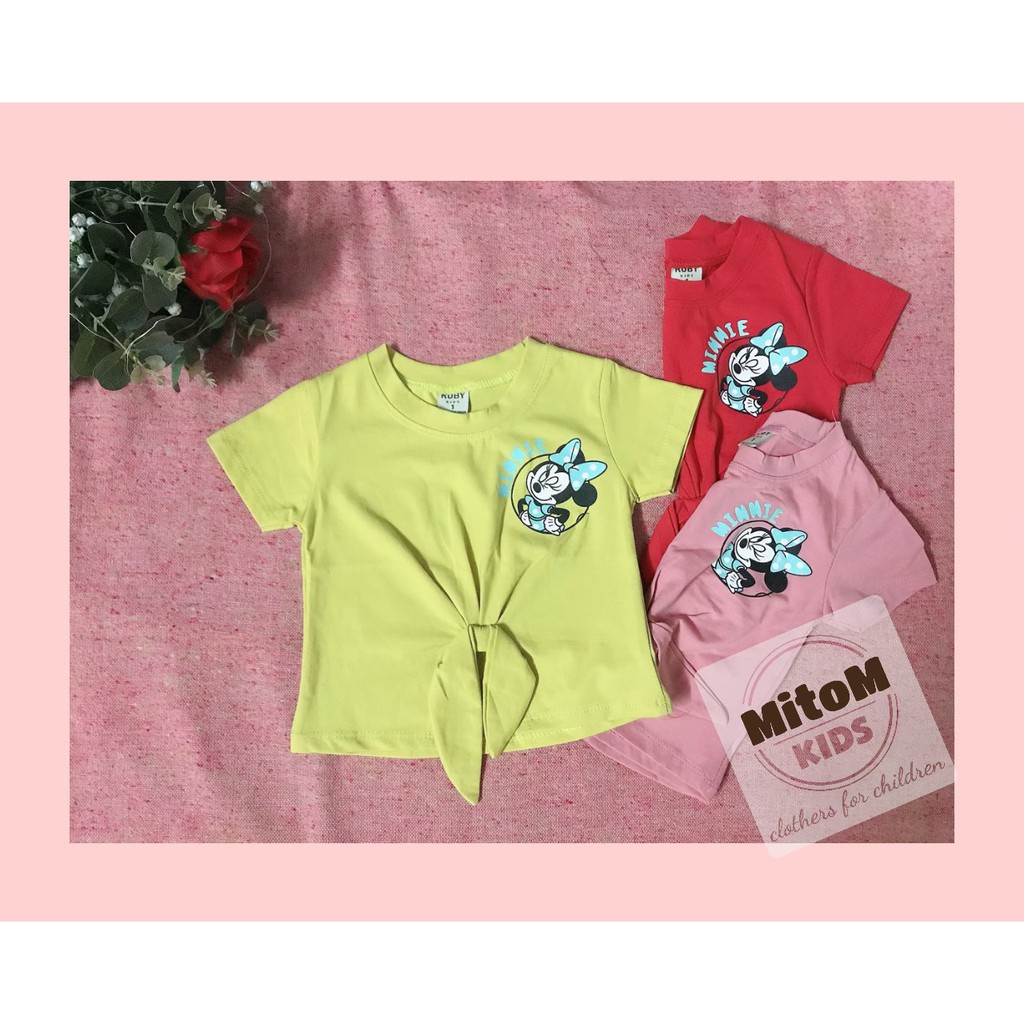 Áo cotton bé gái ♥️ FREESHIP ♥️ Chất thun cotton mềm mịn, croprop có nơ siêu đáng yêu
