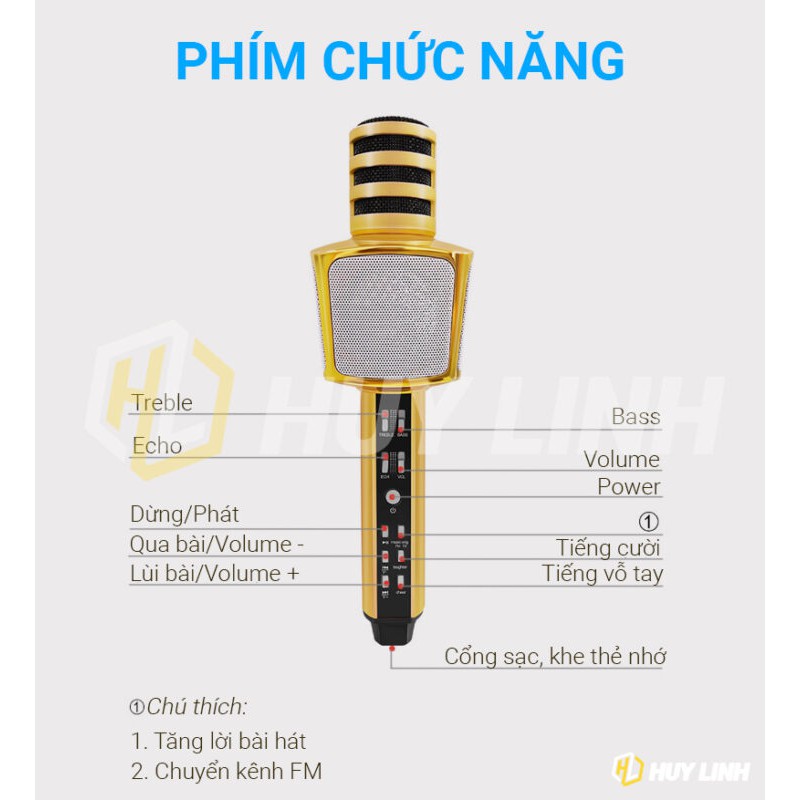 Micro hát karaoke bluetooth SD17 kết nối không dây - Bass cực chuẩn hỗ trợ cổng cắm thẻ nhớ