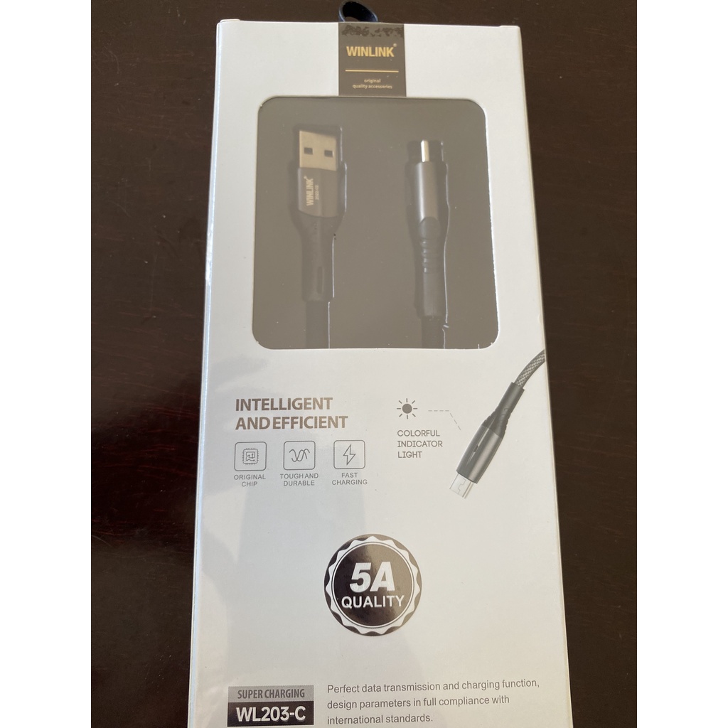 Cáp dù sạc nhanh, có đèn Led WL203-TybeC chính hãng 100%