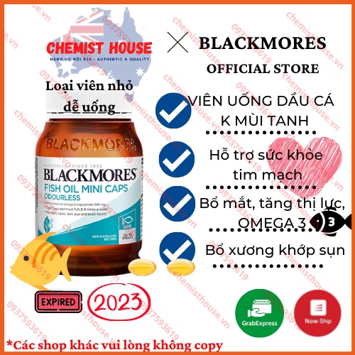 Blackmores Odourless Fish Oil - Viên uống Dầu cá Không Mùi Mini Caps DATE 2023