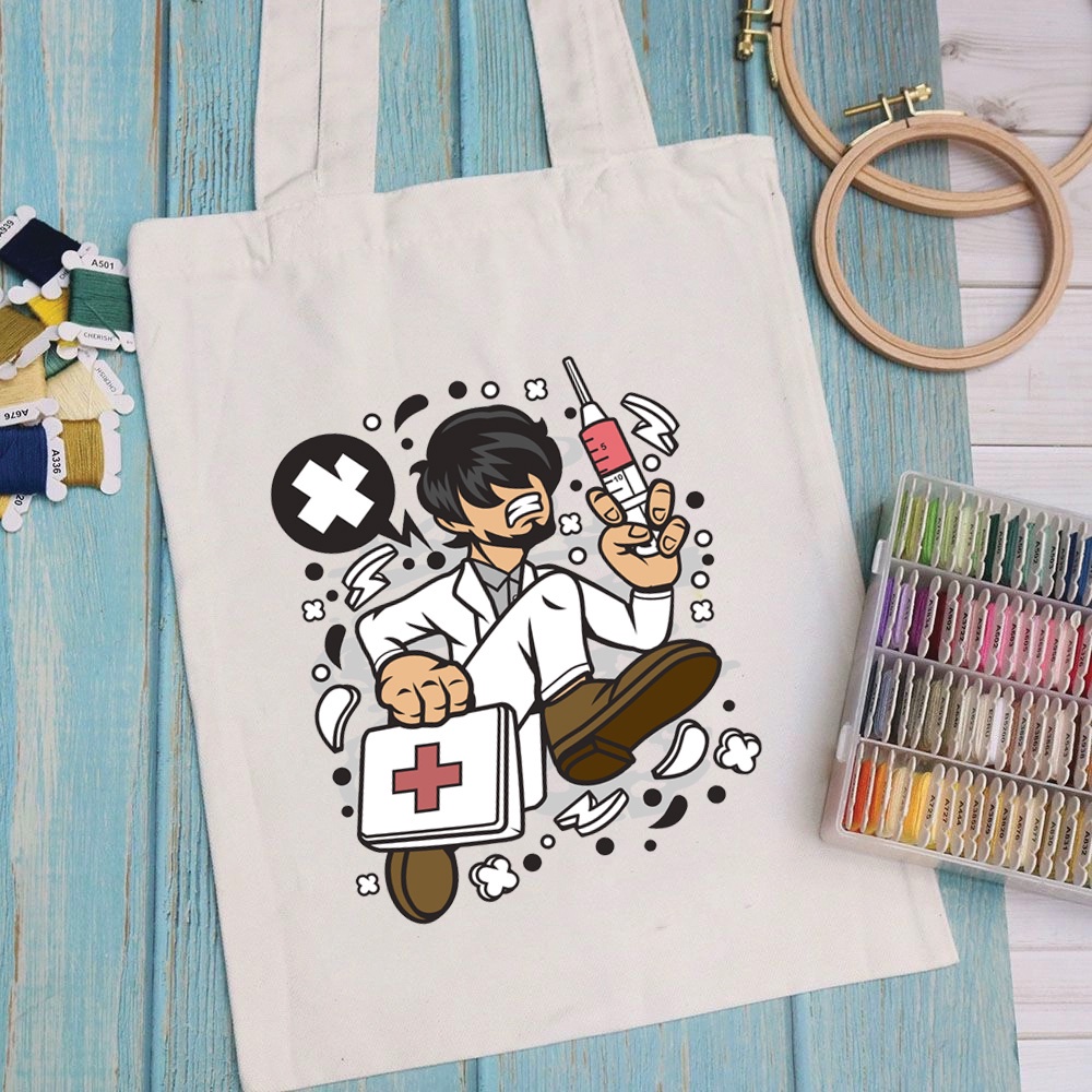 Túi vải túi Tote CARTOON DESIGN - Mẫu 10 vải canvas dày đẹp cho nữ có khóa miệng đi học đi chơi. In hình theo yêu cầu