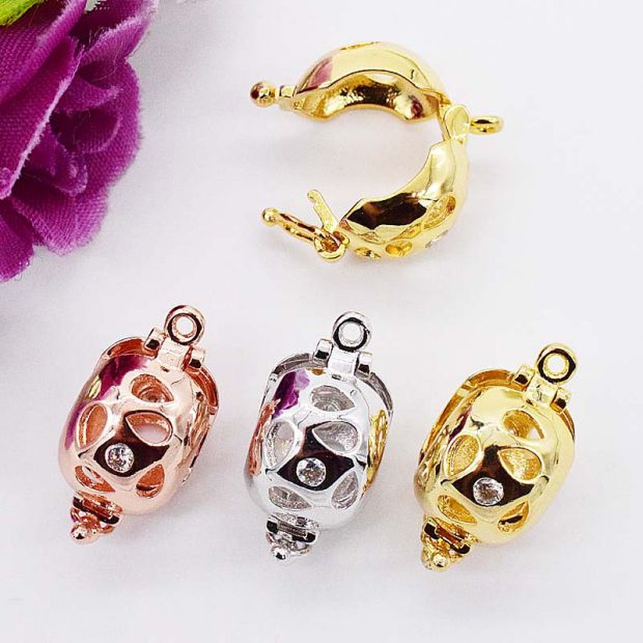 [K4DC]-Phụ kiện trang sức (DIY) - Khóa chốt chặn tạo kiểu đầu chuỗi Hình đèn lồng cẩn 1 viên đá zirconia