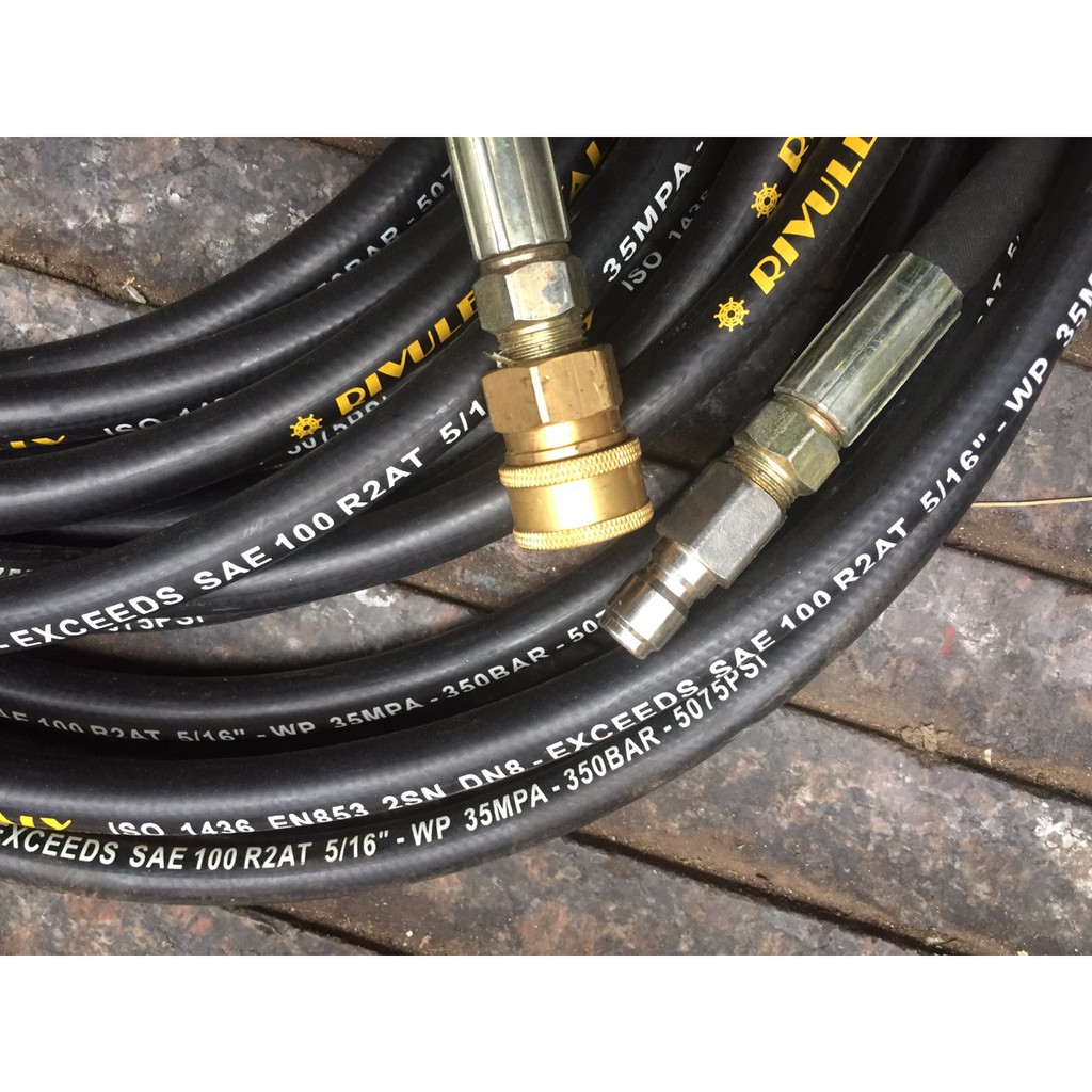 Dây rửa xe 2 lớp bố thép 10 mét bao gồm cả bộ khớp nối nhanh máy rửa xe