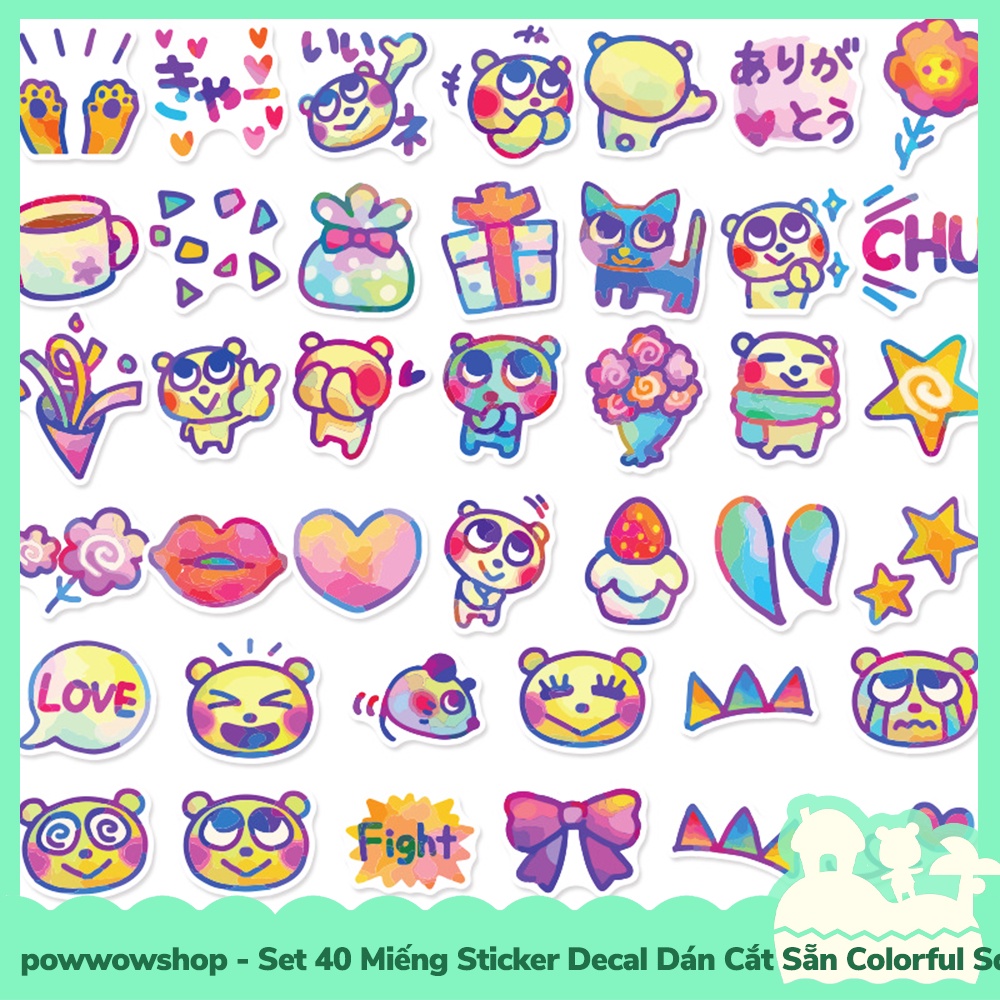 [Sẵn VN - Hỏa Tốc] Set 40 Miếng Sticker Decal Cắt Sẵn DIY Dán Trang Trí Vật Dụng Mẫu Colorful Squirrel Funny Cool Warm