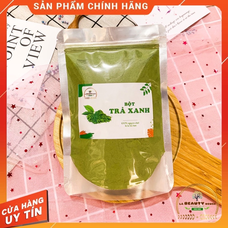 Bột Trà Xanh Cao Cấp 100% Nguyên Chất + Tặng Que Đắp Mask Tiện Dụng Giảm Mụn Nhờn Xoá Mờ Vết Thâm