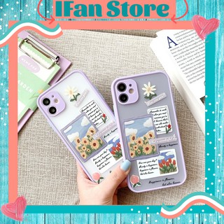 🌸VIDEO THẬT🌸 Ốp Lưng iPhone Nhám Viền Màu Hình Thiệp Hoa Xinh iPhone 6/6s/6plus/7plus/8plus/x/xs/xs max/11/11 pro max