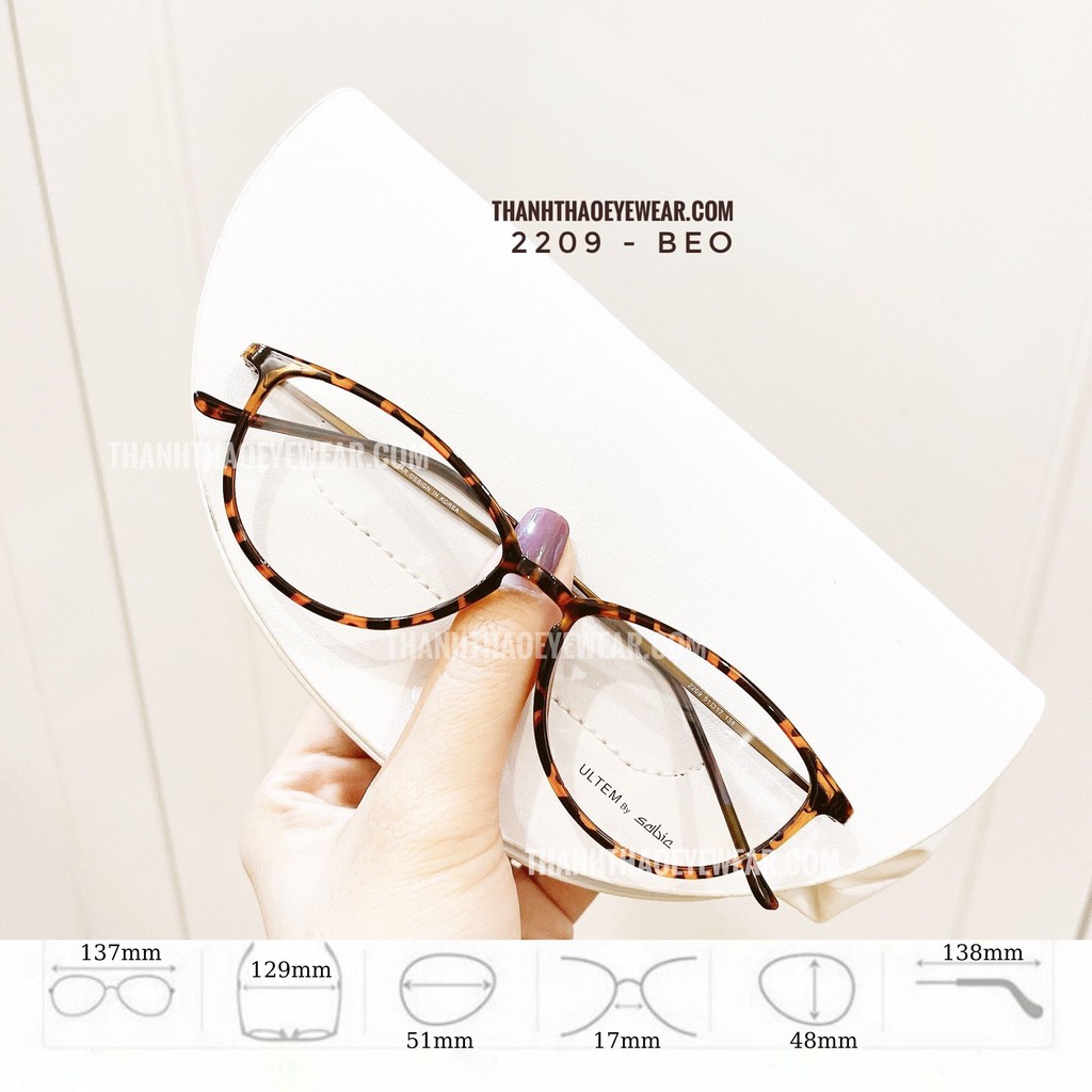 Gọng Kính Cận Mắt Mèo , Kính Mắt THANHTHAO EYEWEAR Nhựa Dẻo Ultem, Mảnh Nhẹ M2209