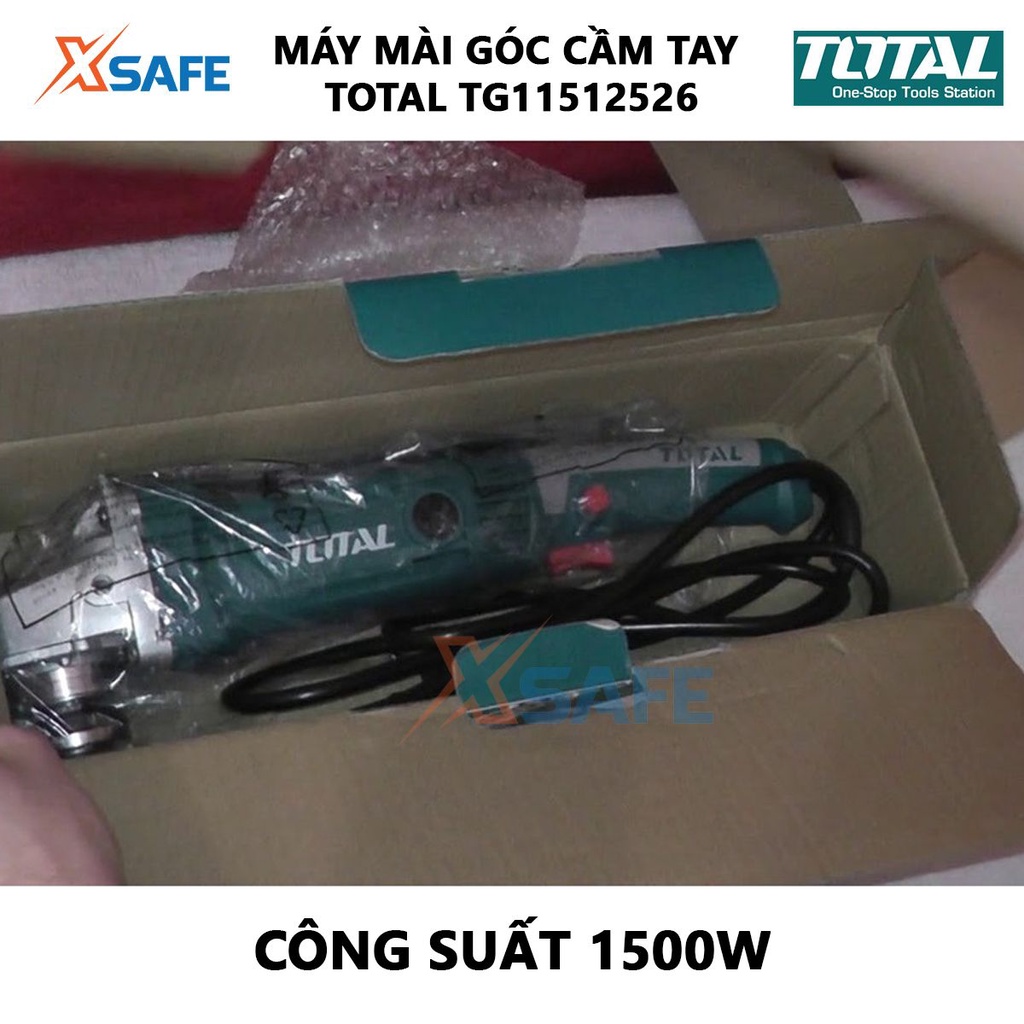 Máy mài góc TOTAL TG11512526 Máy mài cầm tay 1500W Điện áp 220V-240V, nhỏ gọn, đường kính đĩa cắt 125mm[XSAFE]