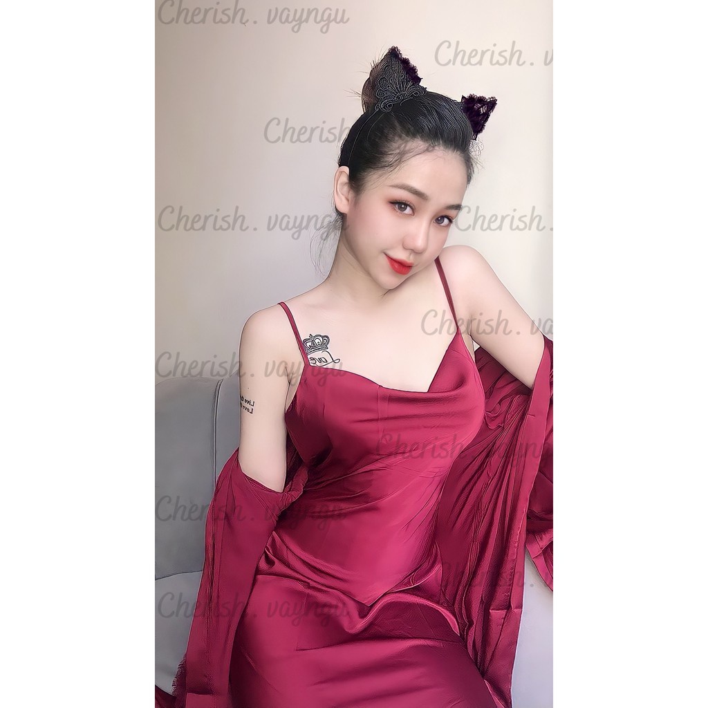 Váy ngủ hai dây lụa cao cấp sexy  Đầm mặc nhà gợi cảm quyến rũ