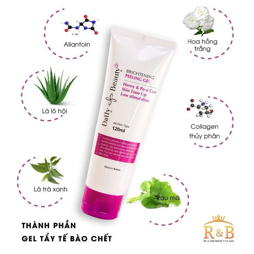 Gel tẩy tế bào chết Hàn Quốc Daily Beauty Brightening Peeling Gel R&B Việt Nam tẩy sạch, dưỡng ẩm, làm trắng, dịu nhẹ