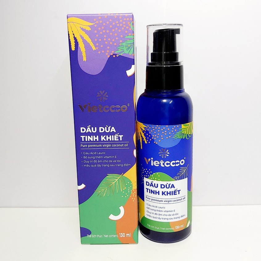 Dầu Dừa Tinh Khiết Vietcoco 250ml - 130ml Dầu dừa nguyên chất ép lạnh hữu cơ