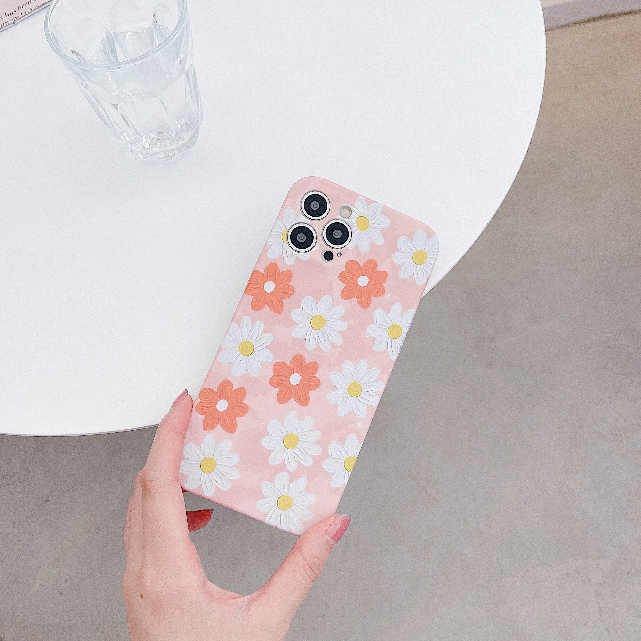 New Design Huawei Mate 40 30 P30 Lite P40 Pro P Smart Plus Y7 Pro Y9 Prime 2019 Casing Shockproof Soft Matte Case Pink Daisy Flower Floral Oil Painting Art Fashion Phone Cover