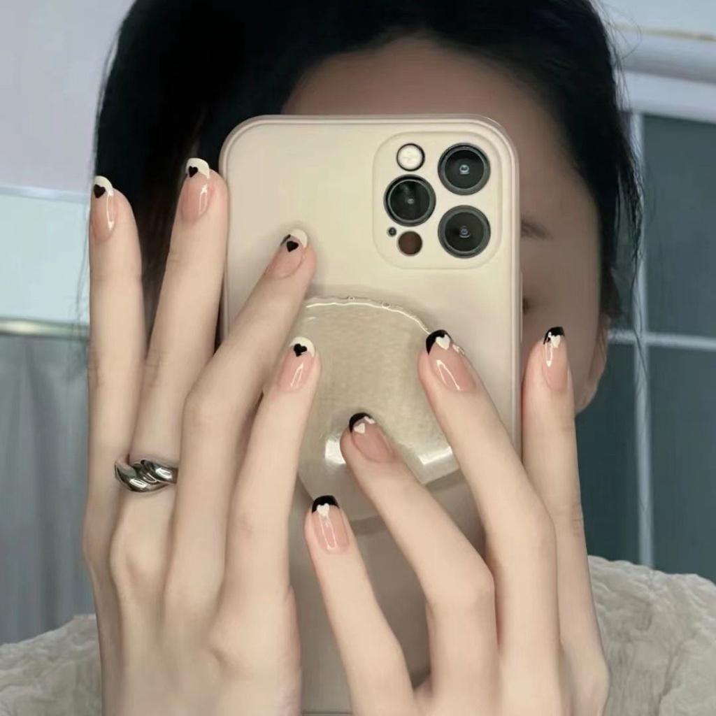 Miếng Dán Trang Trí Móng Tay Nghệ Thuật Dạng Ngắn Ins Tinh Khiết