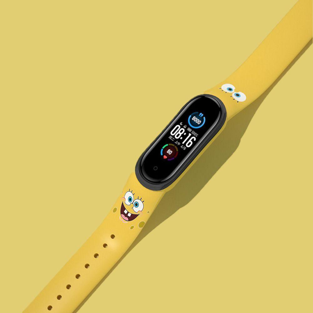 Dây Đeo Silicon Thoáng Khí Họa Tiết Hoạt Hình Spongebob Cho Đồng Hồ Thông Minh Xiaomi Mi Band 6 5 4 3 NFC