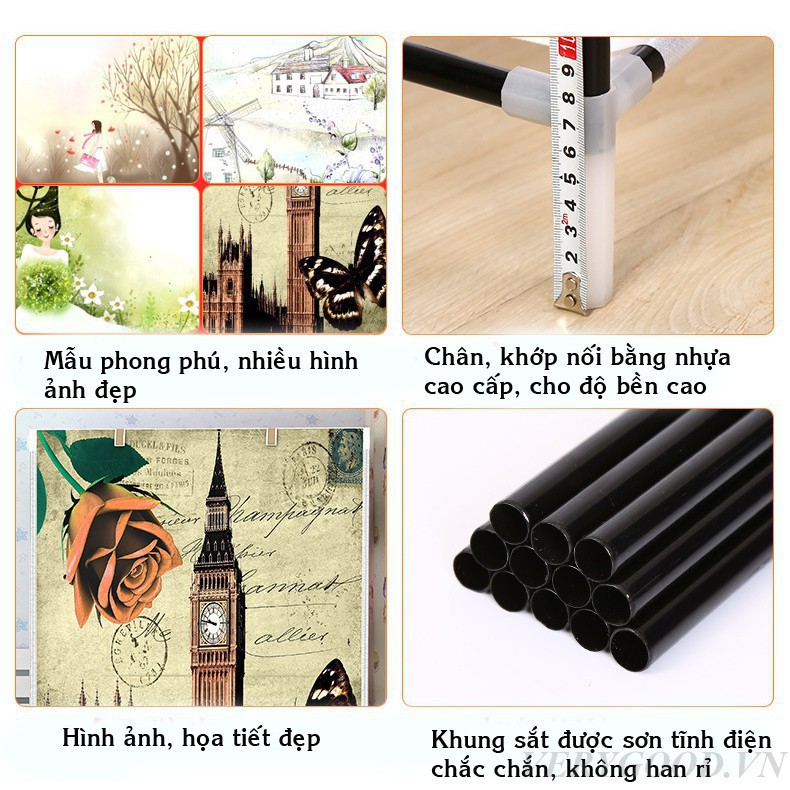 Tủ Đựng Quần Áo Tủ Vải 3D Khung Thép 2 Buồng Treo Quần Áo Mới