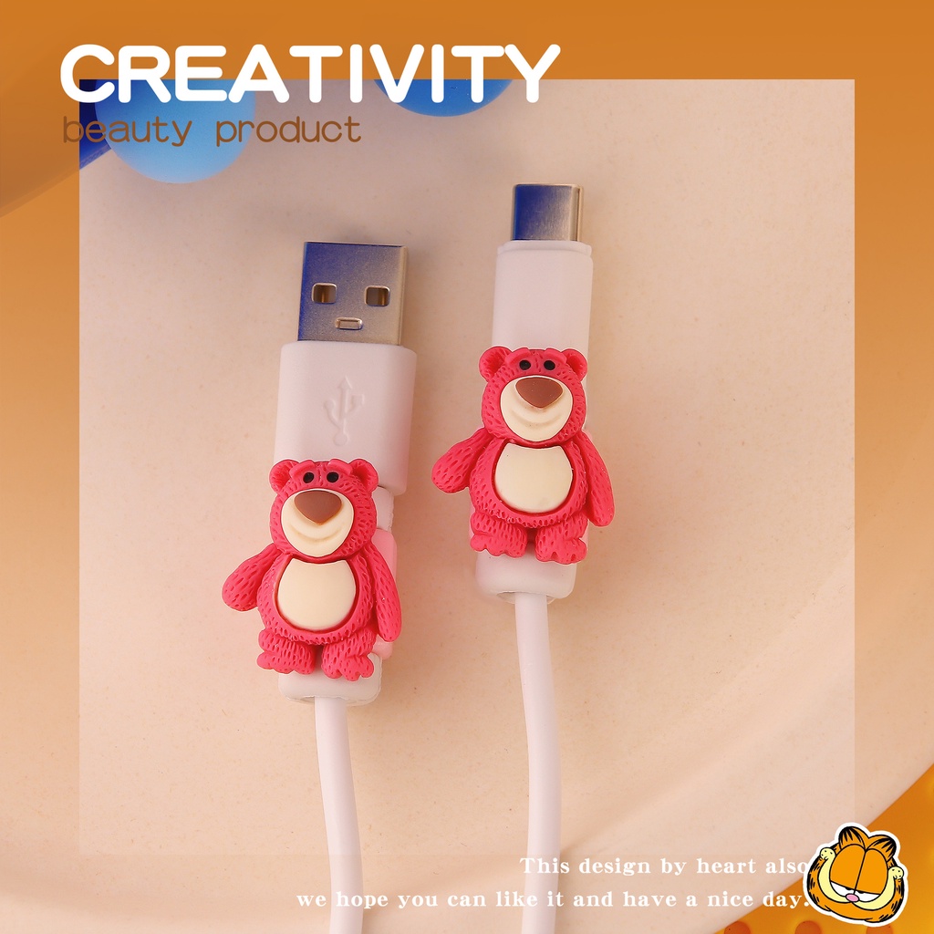 Phụ Kiện Bảo Vệ Dây Cáp Sạc Cổng usb Sang Cổng type c Kiểu Dáng Hoạt Hình Dễ Thương Cho Điện Thoại Android