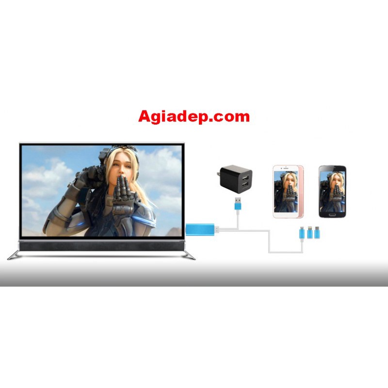 Dây cáp 4 đầu iPhôn Android Type C sang HDMI cho tivi, máy chiếu, laptop v.v. (đa năng tiện dụng)