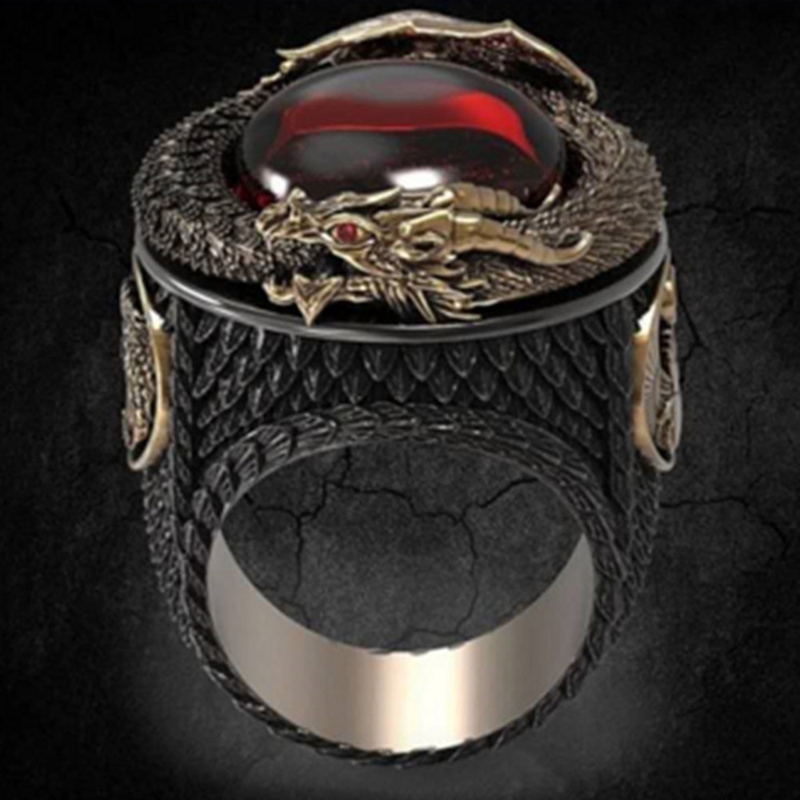 flowersqueen Nhẫn kim loại hình rồng thiết kế ấn tượng