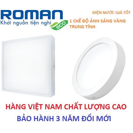 ĐÈN PANEL LED VIỀN NHÔM ELT8007K ROMAN 12W/ 18W/ 24W VUÔNG/ TRÒN ÁNH SÁNG VÀNG TRUNG TÍNH- BẢO HÀNH 3 NĂM ĐỔI MỚI