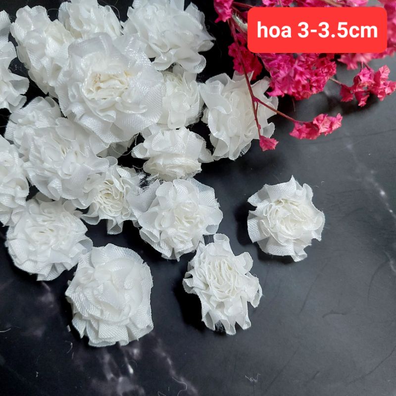 Hoa trang trí, phụ liệu handmade ,size 2.5cm đến 4 cm.