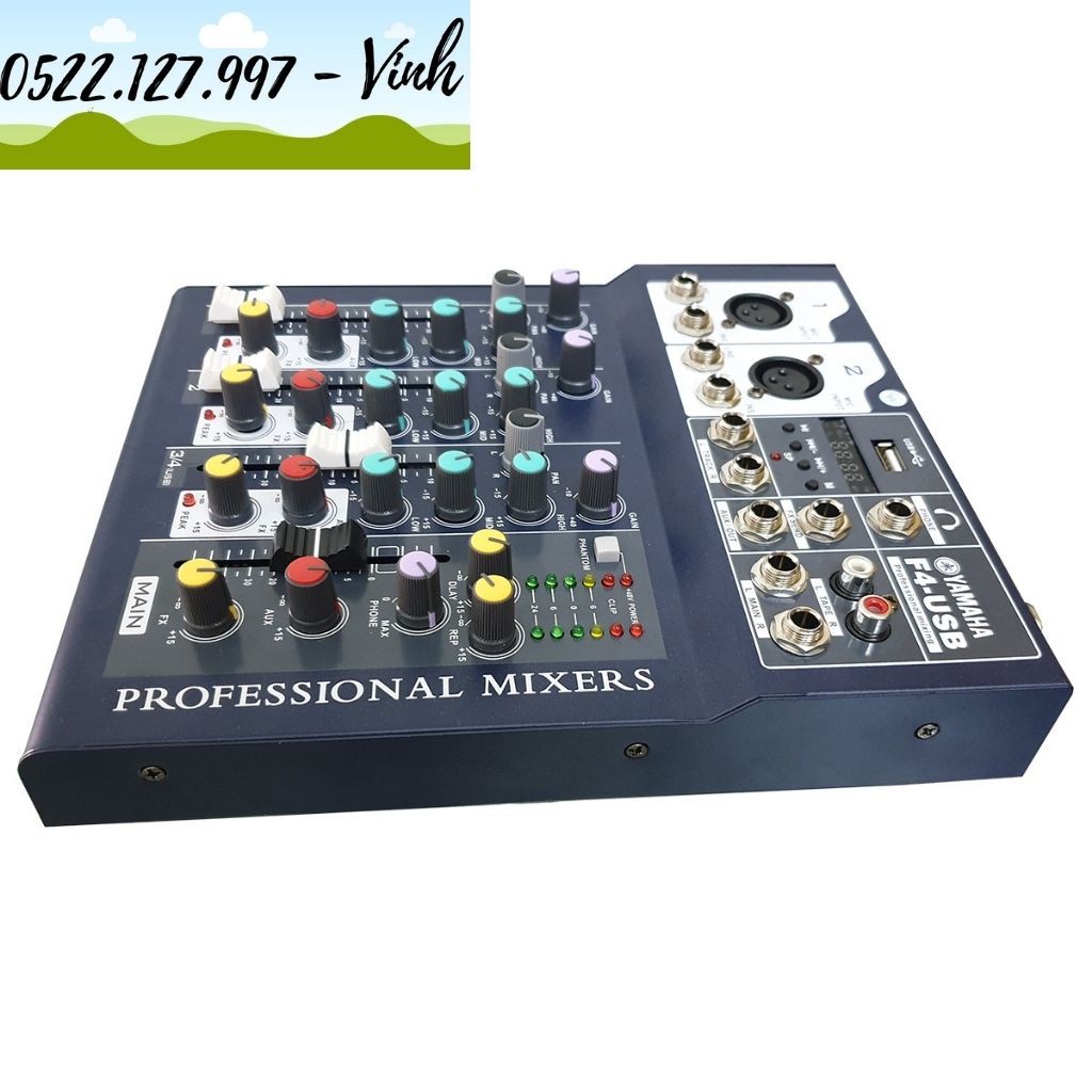 Mixer Yamaha F4 Bluetooth - Thiết Bị Livestream 2023 - màu đen nhám - Gia Khang Electronics