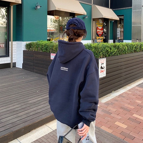 Áo Hoodies Tay Dài Hoạ Tiết Chữ In Phong Cách Hàn Quốc