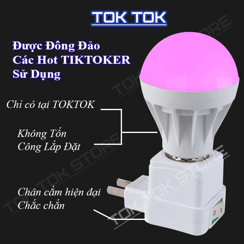 Đèn Led màu quay tiktok decor trang tri nhà cửa-Đèn led tiktok triệu view màu hồng tím tặng kèm đui cắm e27 có videoclip