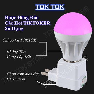 Đèn Led màu quay tiktok decor trang tri nhà cửa-Đèn led tiktok triệu view màu hồng tím tặng kèm đui cắm e27 có videoclip