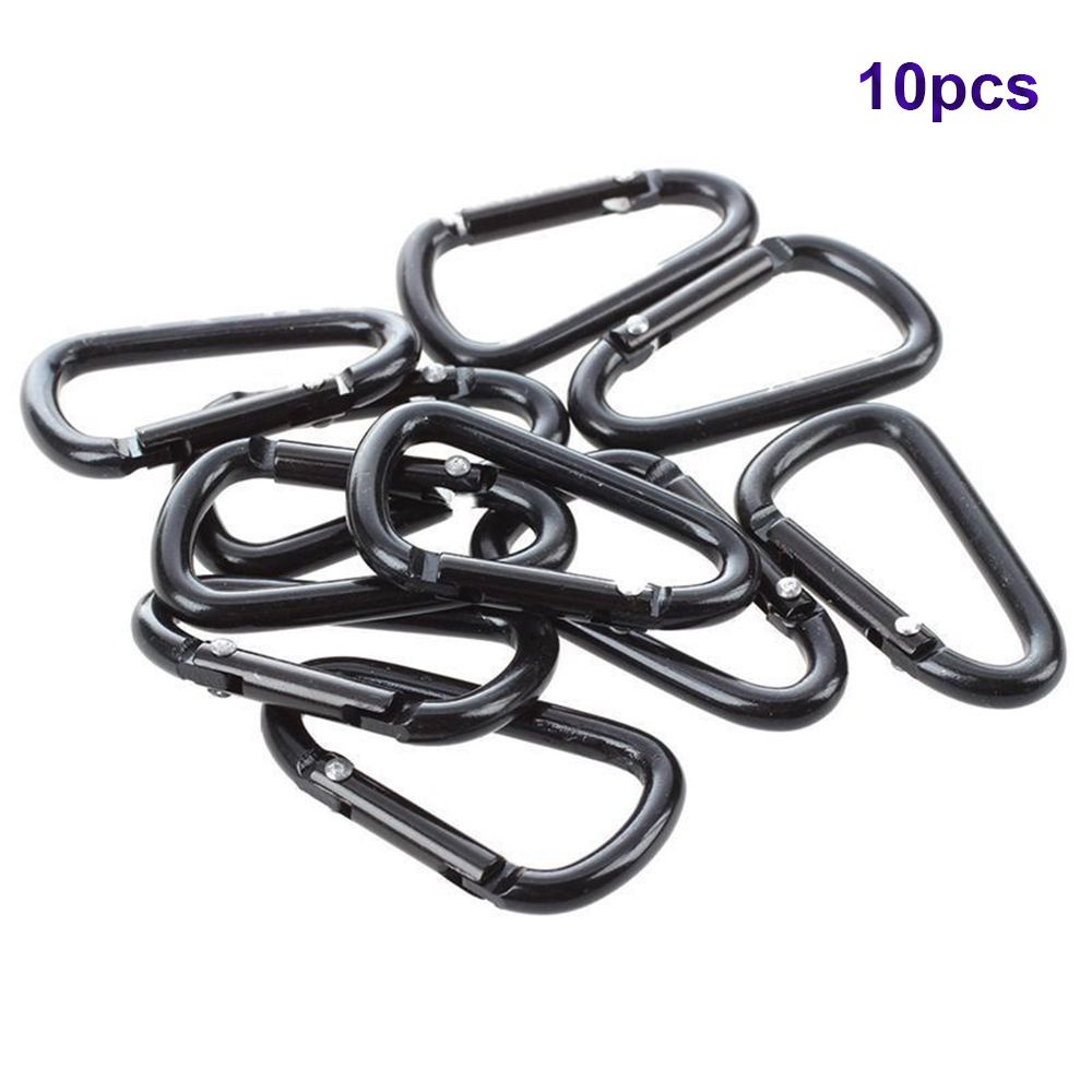 Set 10 Móc Khóa Chữ D Bằng Hợp Kim Nhôm Màu Đen Đa Năng Tiện Dụng