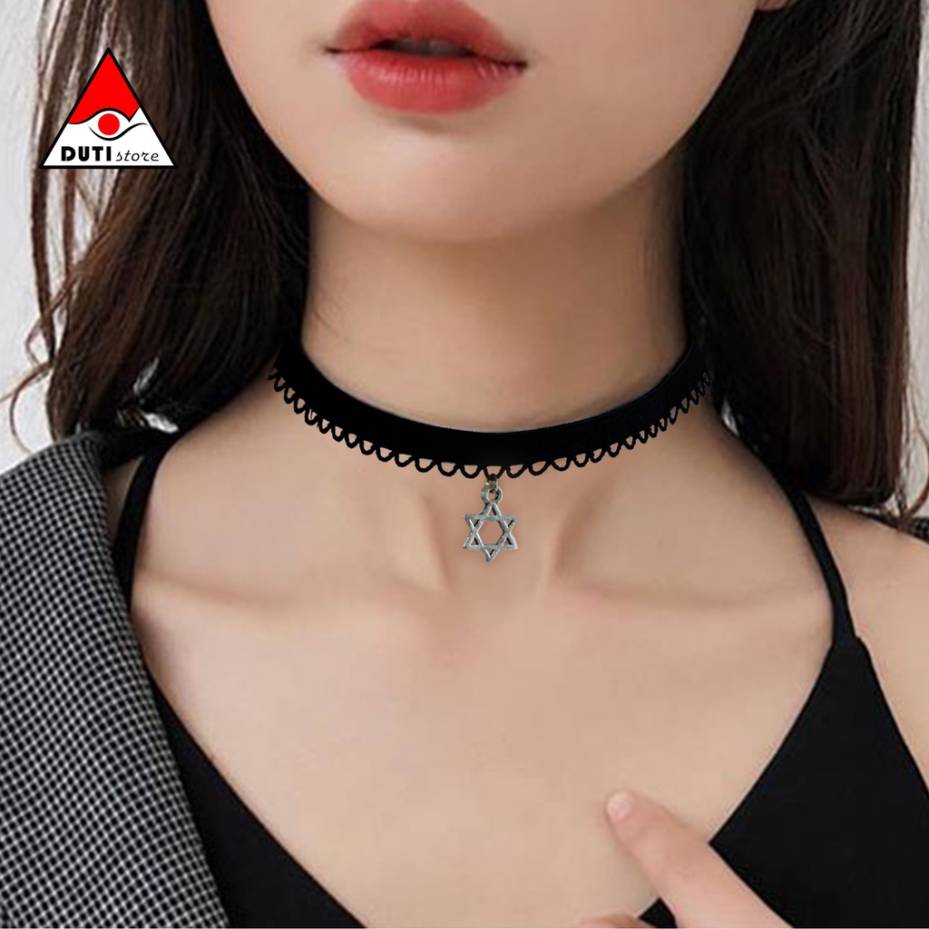 Vòng cổ Choker ren ngôi sao 6 cánh DRC001 DutiOS [Chọn mặt treo khác vui lòng inbox]
