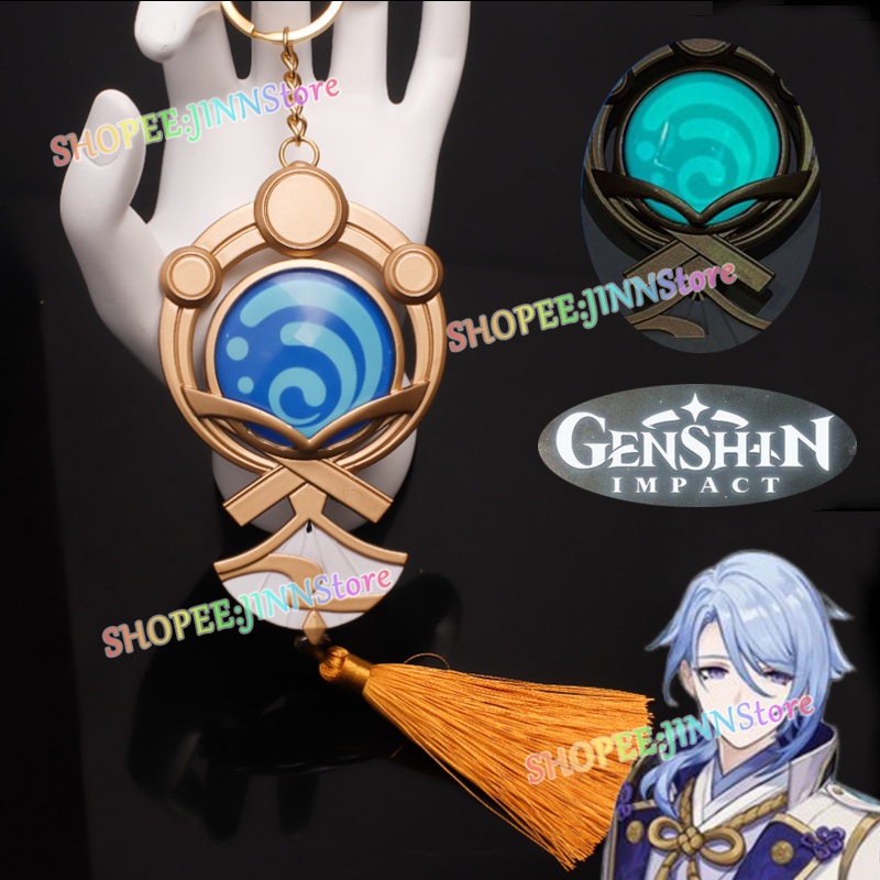 Jinn Genshin Impact Kamisato Ayato Móc Khóa Mặt Kính Dạ Quang Hai Mặt Kích Thước Lớn Inazuma: Element Vision God's