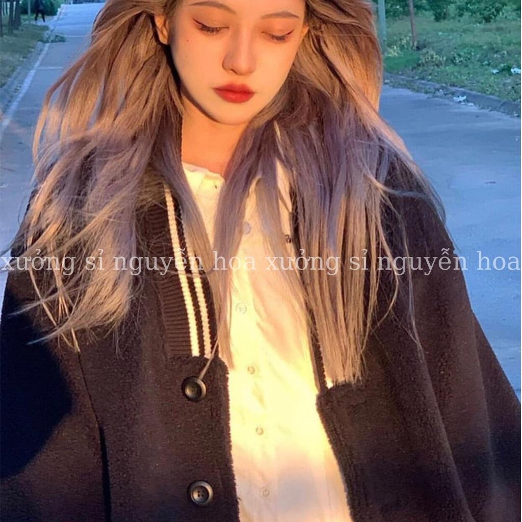 áo khoác bomber nỉ dạ phối tay da họa tiết lửa form dáng rộng unisex nam nữ mặc được màu be phong cách hàn quốc