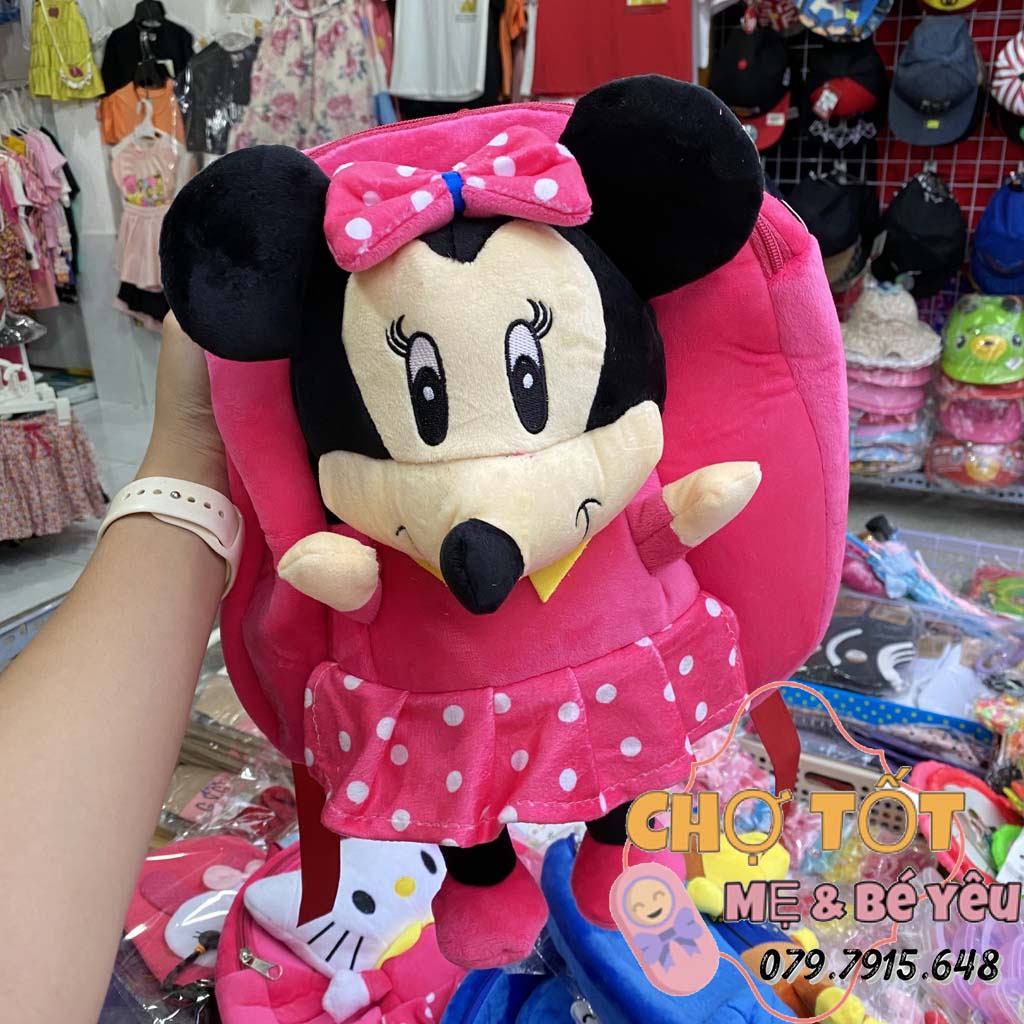 Balo cho bé trai, gái mầm non hình thú bông , ba lô trẻ em mẫu giáo động vật chất nhung mịn ngộ nghĩnh (2 ngăn)