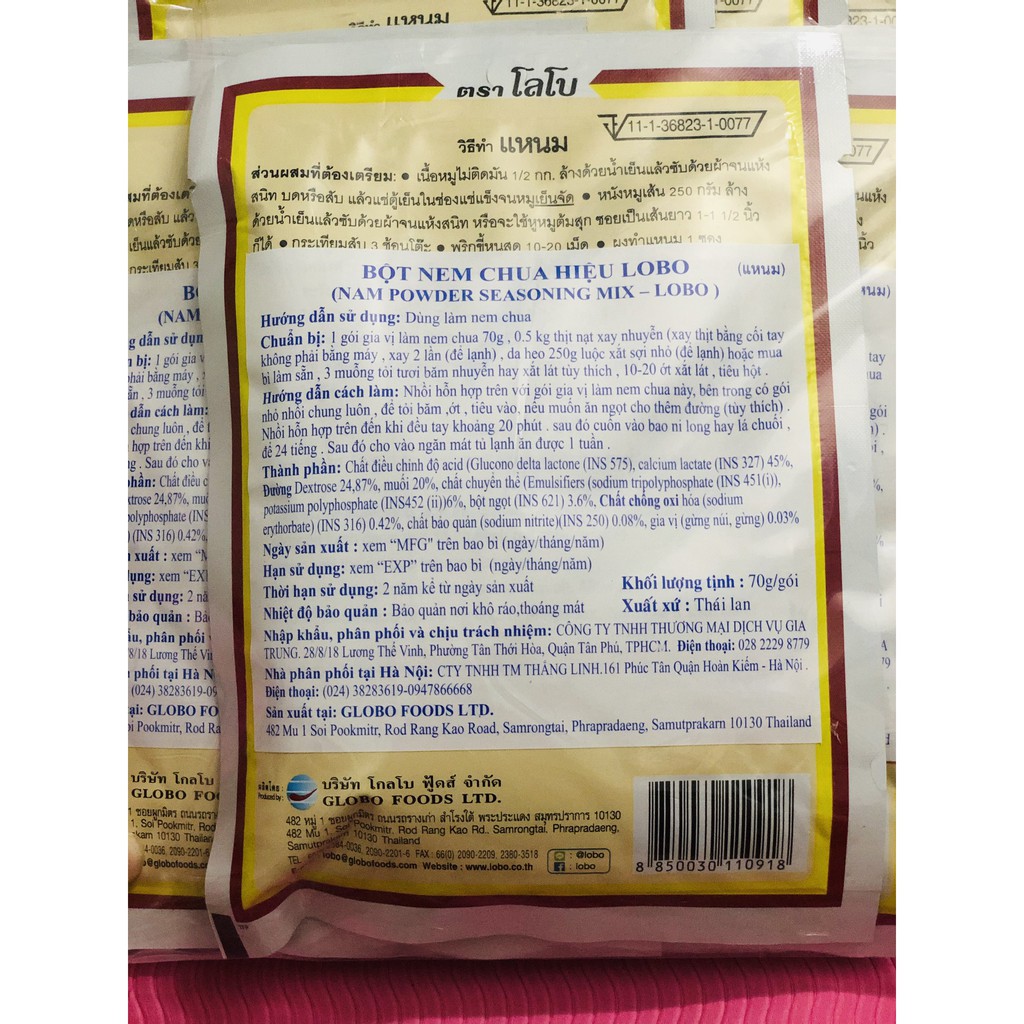 Gói Gia vị làm nem chua Lobo Thái 70gr. Nam Powder Seasoning Mix 💯 NK chính hãng