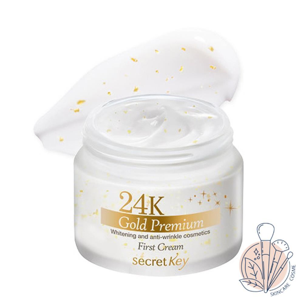 Kem dưỡng trắng da chống lão hóa cao cấp Secretkey 24K Gold Premium First Cream 50g