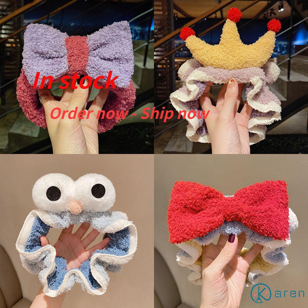 Băng đô vải lông co giãn chống trượt thiết kế đáng yêu hỗ trợ rửa mặt phong cách Hàn Quốc dành cho nữ