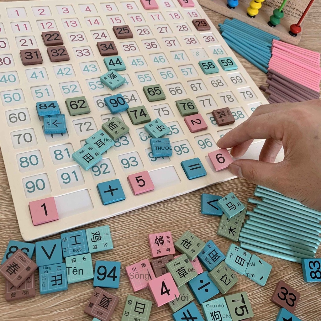 ◊❧♈Phép cộng và phép trừ đồ dùng dạy học toán học trăm bảng số từ tính Montessori giáo dục sớm số học hiện vật số học ti