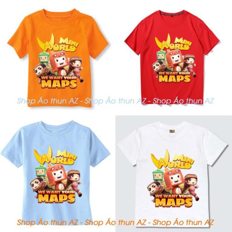 SALE SỐC Áo thun trẻ em in hình game Mini World nhiều màu - Cotton Thái M2450 giá tốt nhât