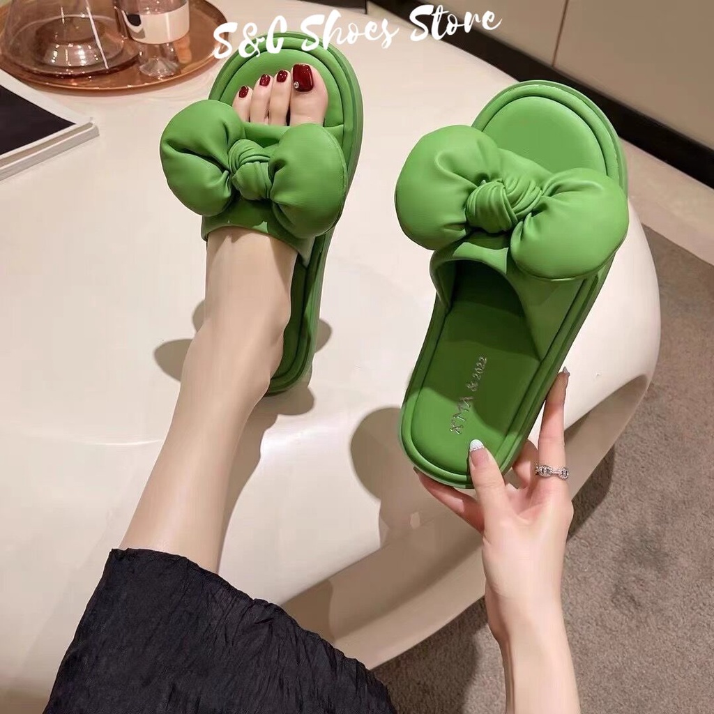 Dép Sandal Cao Gót Đế Xuồng Đính Nơ Phong Cách Hàn Quốc Mùa Hè 2022 Cho Nữ