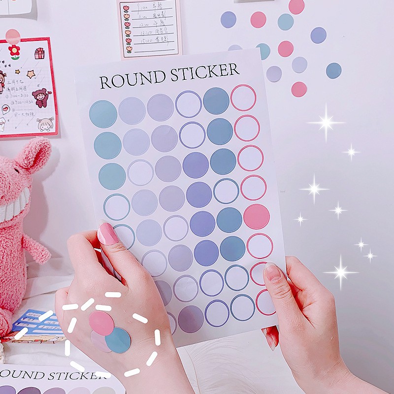 Sticker Chấm Tròn trang trí sổ planner Bullet journal họa tiết chấm tròn nhiều màu sắc