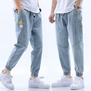 Quần Jeans Dài Đến Mắt Cá Chân Dáng Rộng Lưng Thun Phong Cách Nhật Bản Hợp Thời Trang Mùa Hè Cho Nam