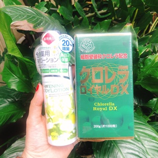 Lotion Trắng da Manis và kẹo tảo xanh Chlorella