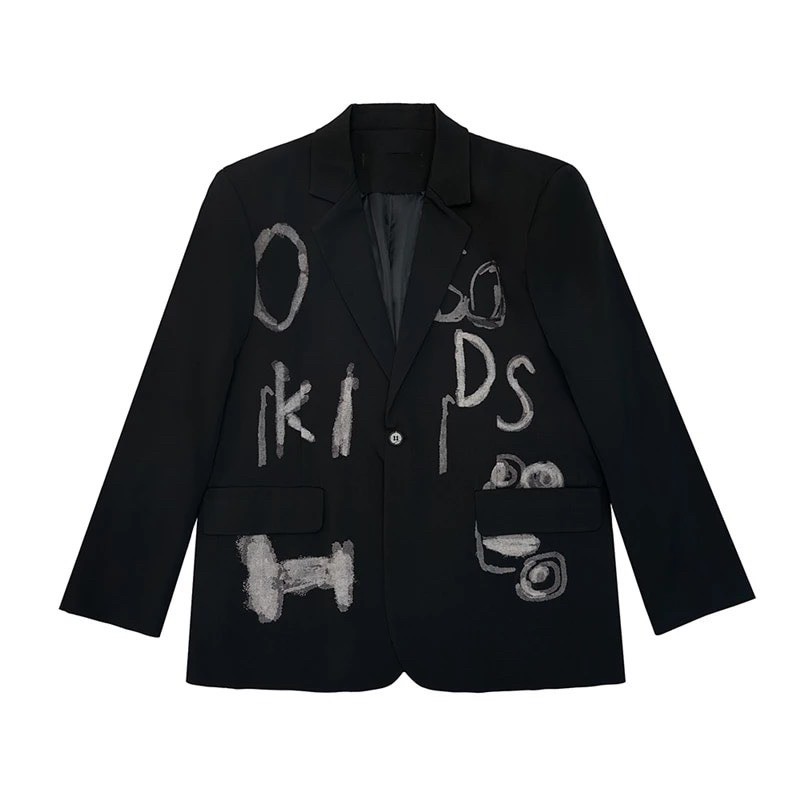 Áo Khoác Blazer Nam Nữ T-A-N áo Vest Phong Cách Unisex Hàn Quốc AV014 hình in màu đen