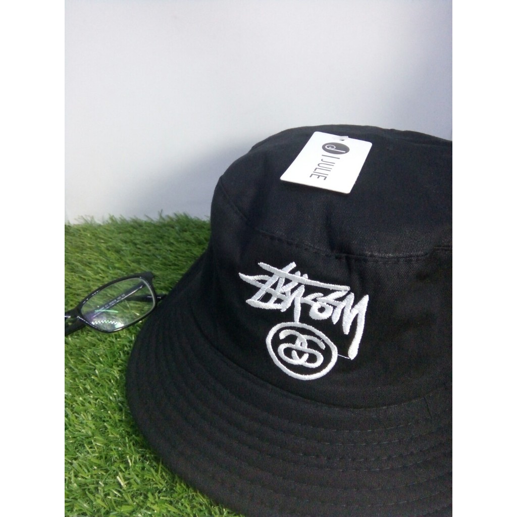 MŨ NÓN, NÓN BUCKET, TAI BÈO STUSSY MÀU ĐEN