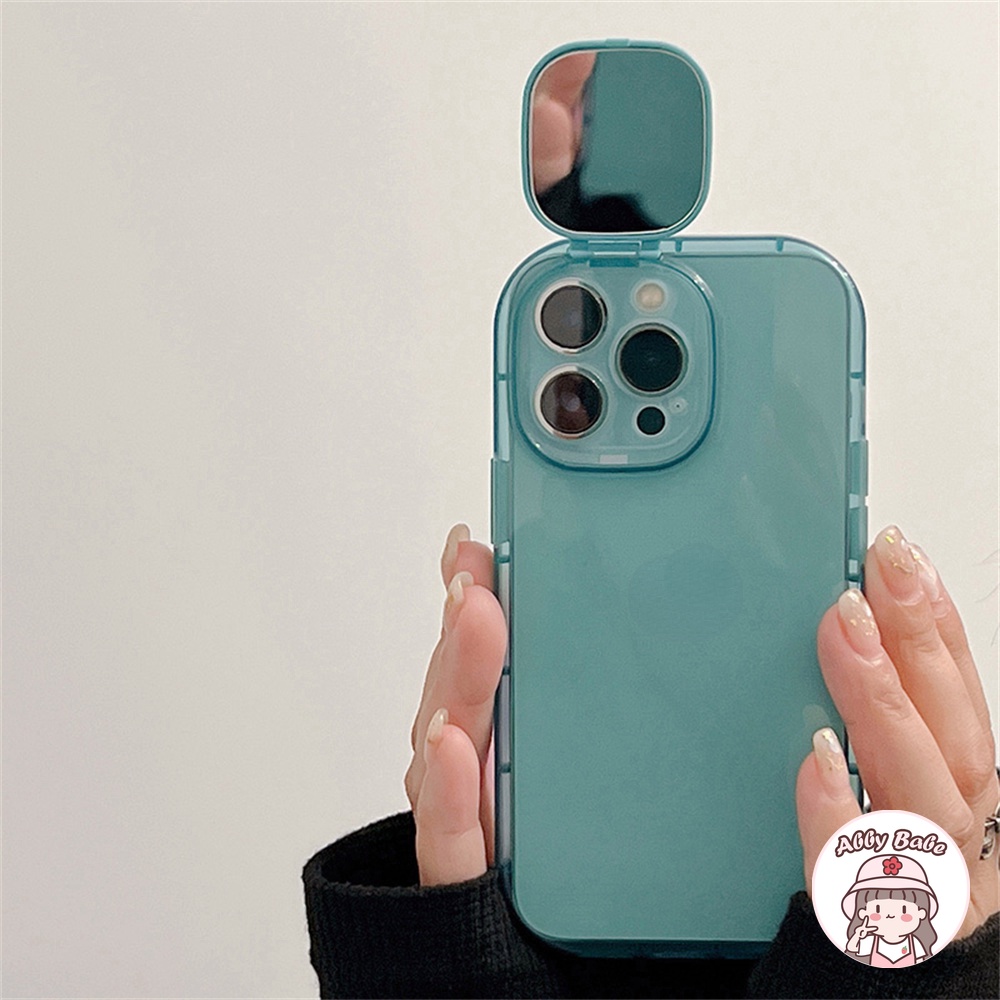 Ốp Điện Thoại TPU Mềm Mỏng Trong Suốt Chống Mồ Hôi Có Gương Trang Điểm Xoay Cho Iphone 11 7Plus 13 12 11 Pro Max X XS 12 13 XR