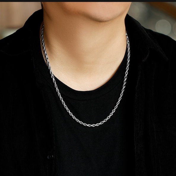 Vòng cổ nam titan dây chuyền Xoắn Trơn Thời Trang Basic Loki Accessories nam nữ phụ kiện màu bạc cao cấp không gỉ